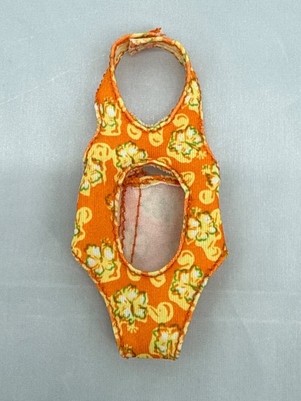 Barbie Doll Orange Tropical Floral Cutout Swimsuit Doll Monokini Beachwear